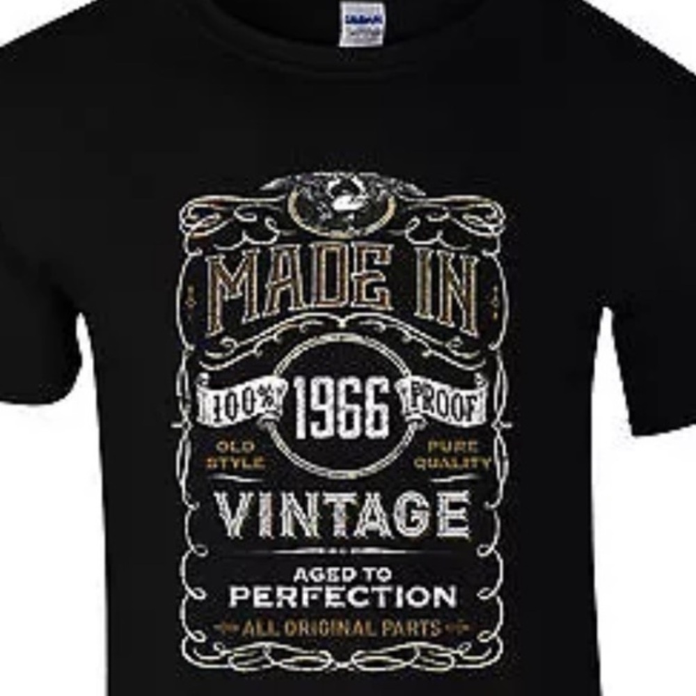 🐠Vintage 1966 birthday t-shirt black burgundy white novelty eagle BUDGET